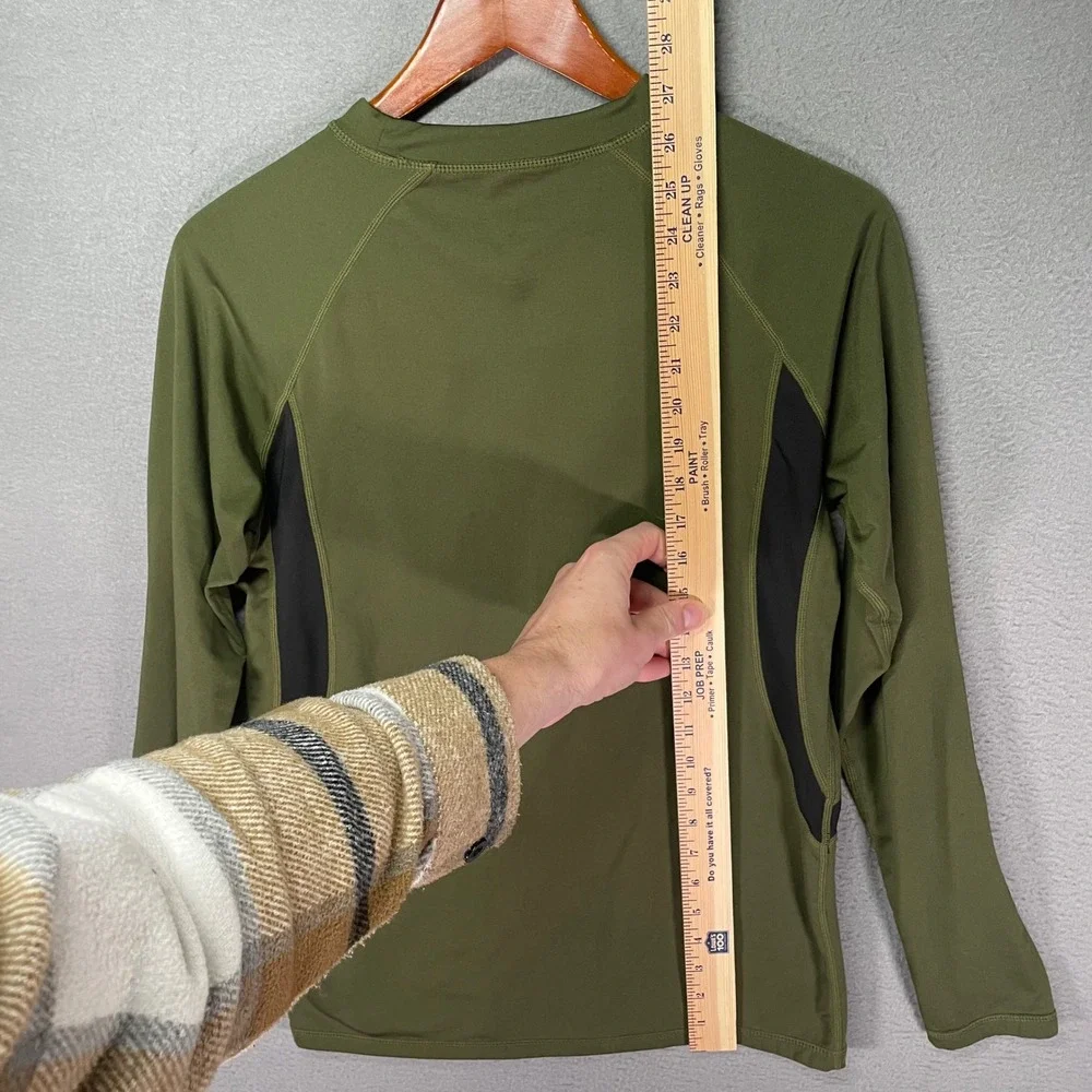 Compression Shirt Mens Medium Olive Green Long Sleeve Athletic Stretch - Picture 4 of 7
